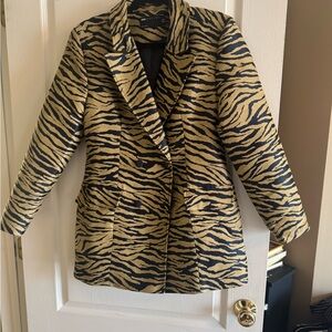 Stylish Zebra Print Women's Coat